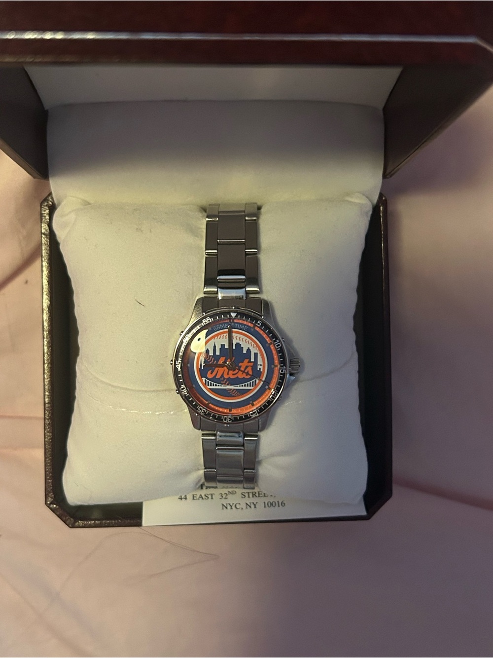 Game Time Silver Men's Watch with Orange and Blue Mets Dial